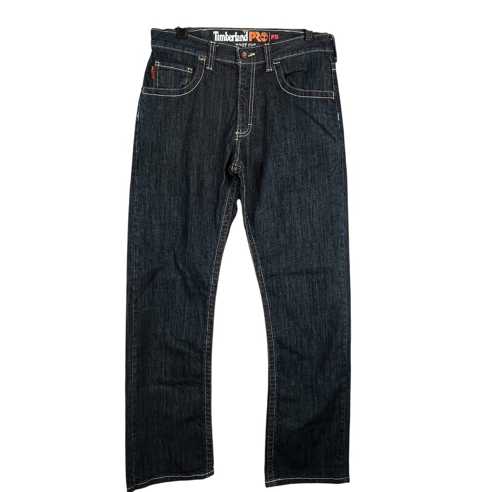 Timberland PRO Mens 32x32 FR Jeans Bootcut Dark Wash Workwear Denim CAT2 Utility